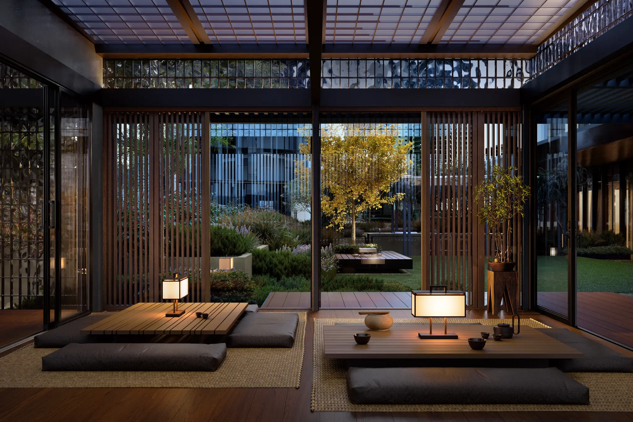 Aura Level 7 gardens Japanese pavilion